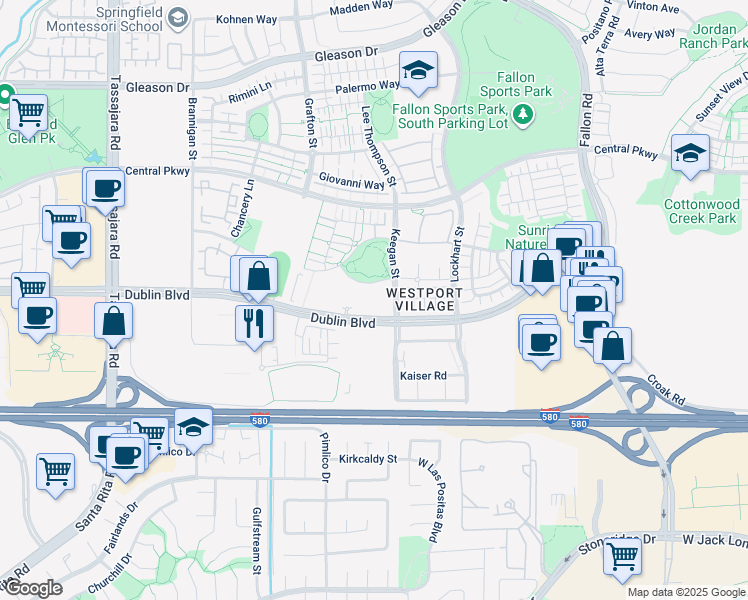 map of restaurants, bars, coffee shops, grocery stores, and more near 3240 Maguire Way in Dublin