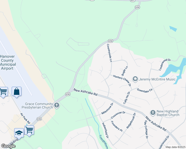 map of restaurants, bars, coffee shops, grocery stores, and more near 11112 Great Meadows Court in Mechanicsville