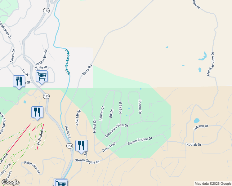 map of restaurants, bars, coffee shops, grocery stores, and more near 466 Elk Drive in Brian Head