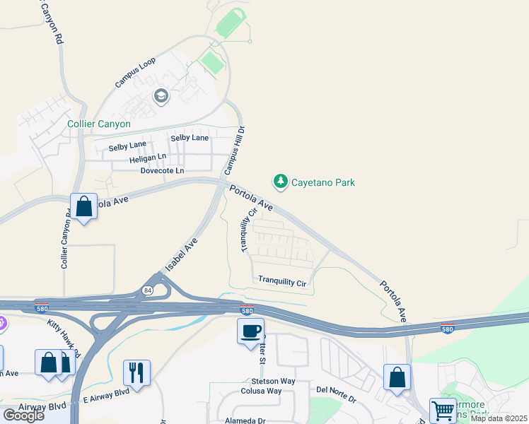map of restaurants, bars, coffee shops, grocery stores, and more near 156 Teasel Common in Livermore