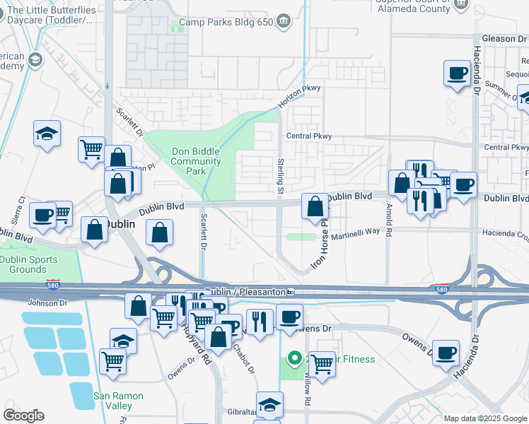 map of restaurants, bars, coffee shops, grocery stores, and more near in Dublin