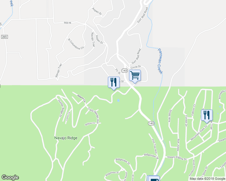 map of restaurants, bars, coffee shops, grocery stores, and more near 314 Hunter Ridge Drive in Brian Head