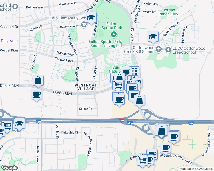 map of restaurants, bars, coffee shops, grocery stores, and more near 2950 Stringham Way in Dublin