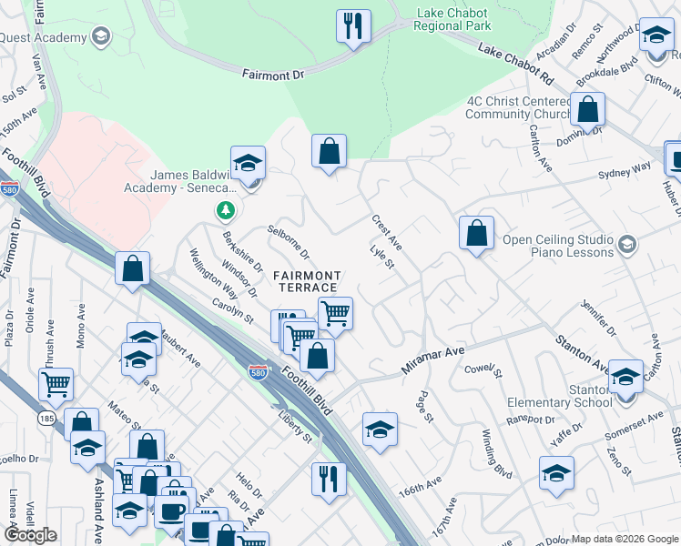 map of restaurants, bars, coffee shops, grocery stores, and more near 2235 Strang Avenue in San Leandro
