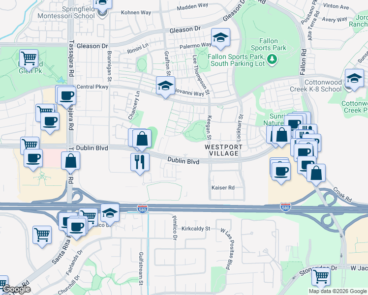 map of restaurants, bars, coffee shops, grocery stores, and more near 3290 Maguire Way in Dublin