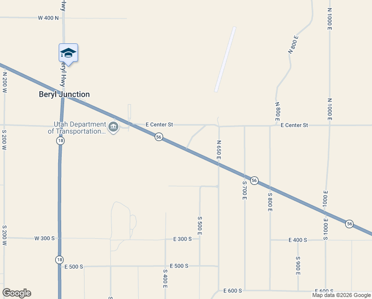 map of restaurants, bars, coffee shops, grocery stores, and more near 565 Utah 56 in Beryl