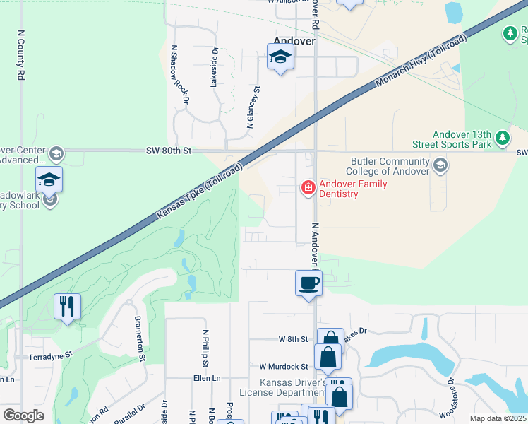 map of restaurants, bars, coffee shops, grocery stores, and more near 327 Turnpike Road in Andover