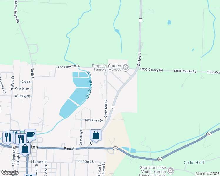map of restaurants, bars, coffee shops, grocery stores, and more near in Stockton