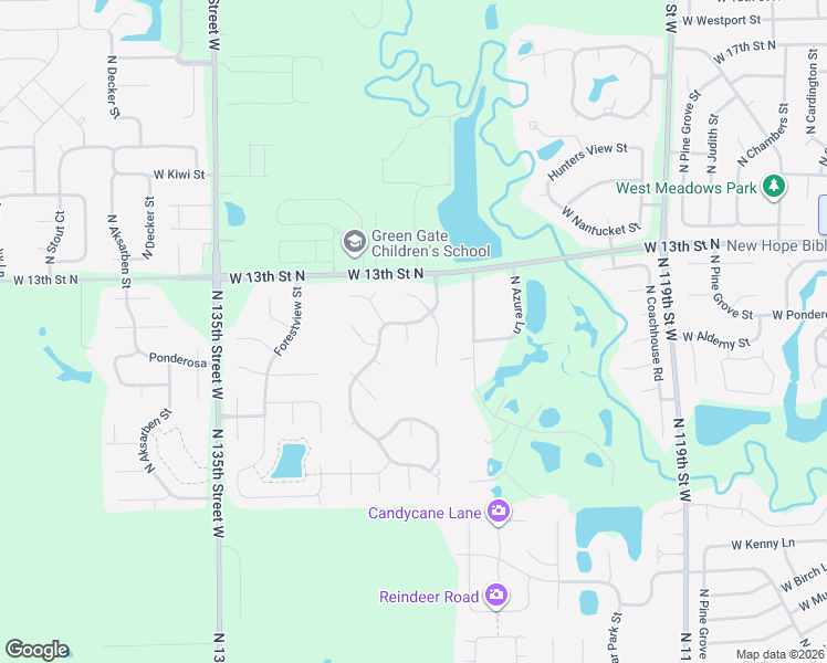 map of restaurants, bars, coffee shops, grocery stores, and more near 1264 N Hickory Creek Ct in Wichita