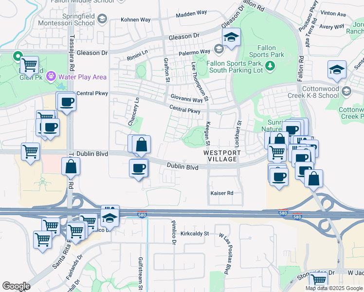 map of restaurants, bars, coffee shops, grocery stores, and more near 3360 Maguire Way in Dublin
