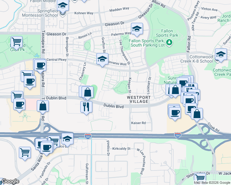 map of restaurants, bars, coffee shops, grocery stores, and more near 3290 Maguire Way in Dublin