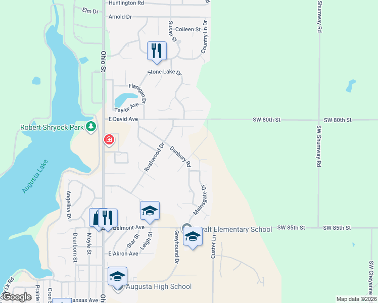 map of restaurants, bars, coffee shops, grocery stores, and more near 2725-2799 Rutland Lane in Augusta
