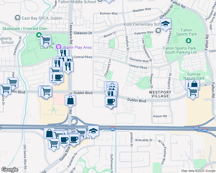 map of restaurants, bars, coffee shops, grocery stores, and more near 4289 Clarinbridge Circle in Dublin