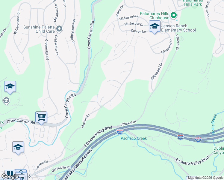 map of restaurants, bars, coffee shops, grocery stores, and more near 20675 Cypress Ranch Road in Castro Valley