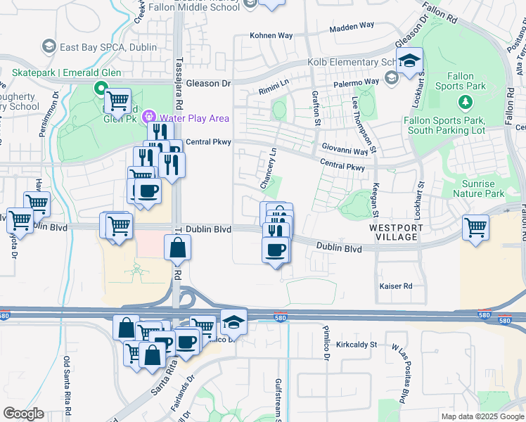 map of restaurants, bars, coffee shops, grocery stores, and more near 4192 Clarinbridge Circle in Dublin