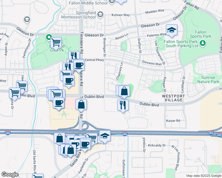 map of restaurants, bars, coffee shops, grocery stores, and more near 4126 Clarinbridge Circle in Dublin