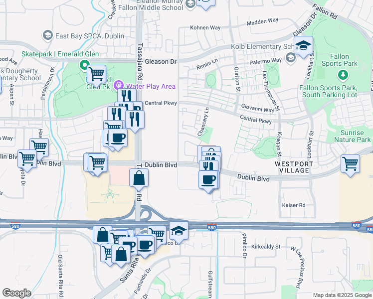 map of restaurants, bars, coffee shops, grocery stores, and more near 4146 Clarinbridge Circle in Dublin