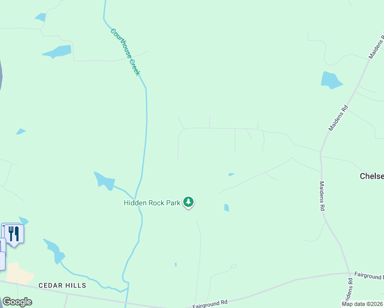 map of restaurants, bars, coffee shops, grocery stores, and more near 2569 Log Cabin Road in Maidens