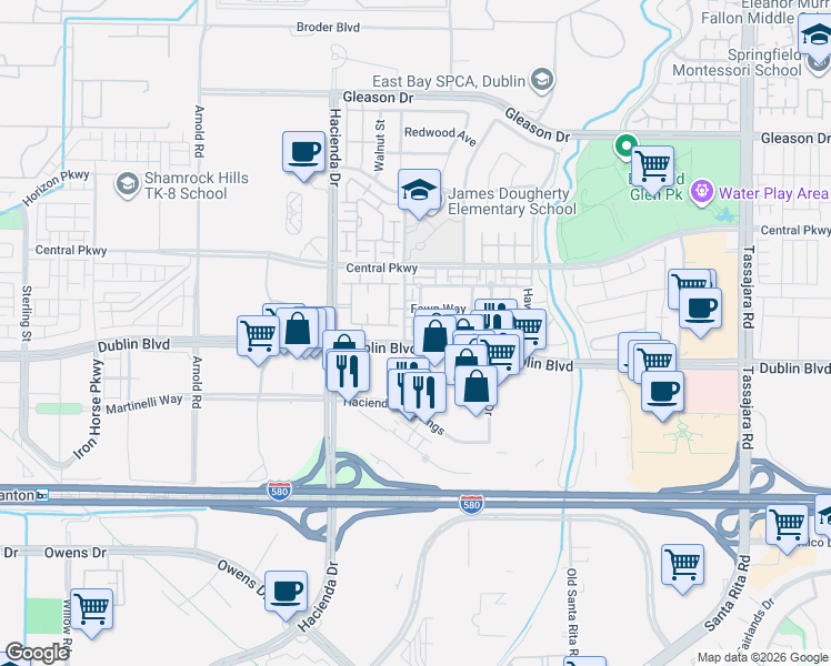 map of restaurants, bars, coffee shops, grocery stores, and more near 5040 Haven Place in Dublin