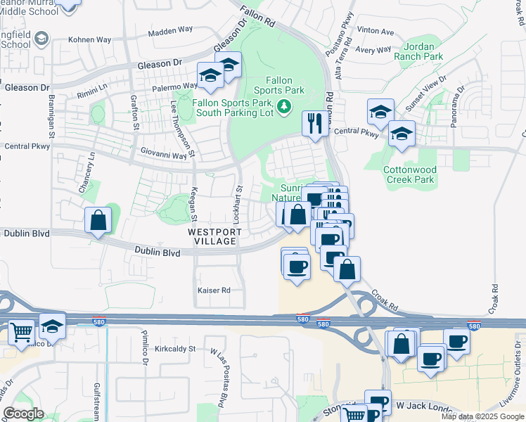map of restaurants, bars, coffee shops, grocery stores, and more near 4052 Knightstown Street in Dublin