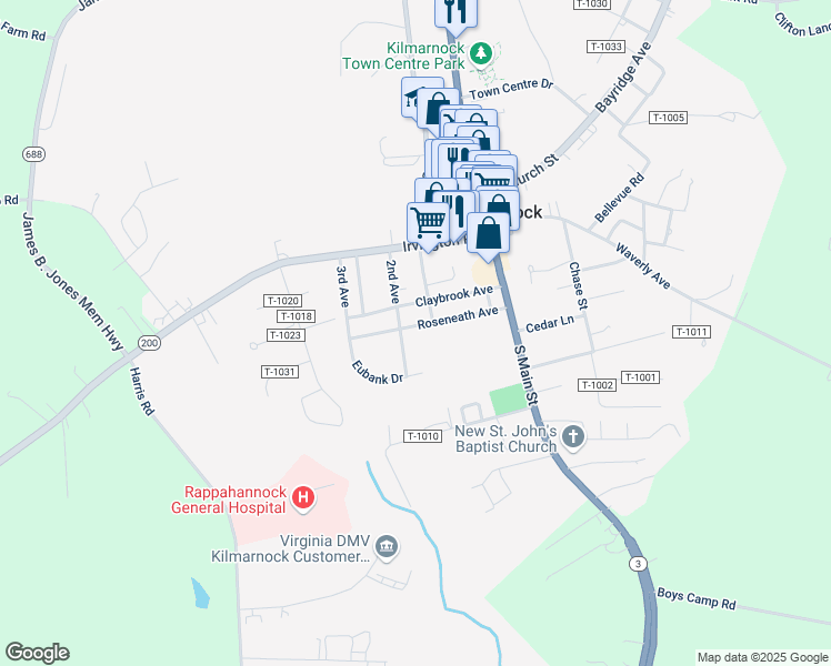 map of restaurants, bars, coffee shops, grocery stores, and more near 115 Roseneath Avenue in Kilmarnock