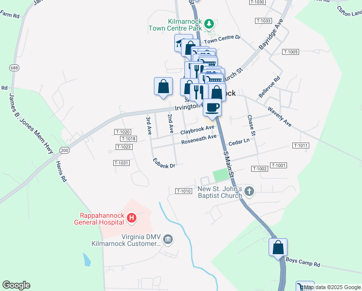map of restaurants, bars, coffee shops, grocery stores, and more near 115 Roseneath Avenue in Kilmarnock