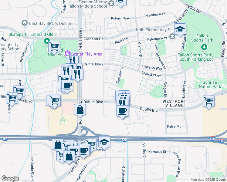 map of restaurants, bars, coffee shops, grocery stores, and more near 4192 Clarinbridge Circle in Dublin