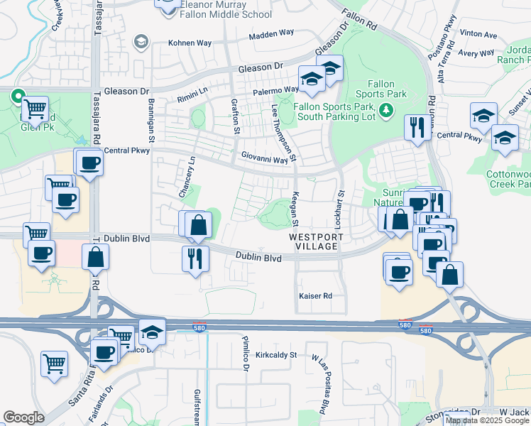 map of restaurants, bars, coffee shops, grocery stores, and more near 3300 Finnian Way in Dublin