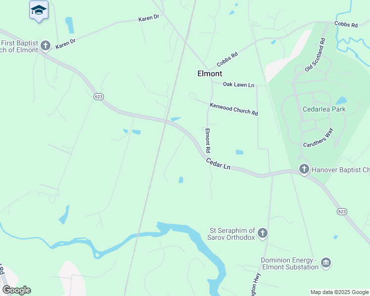 map of restaurants, bars, coffee shops, grocery stores, and more near 11397 Cedarlea Parkway in Glen Allen