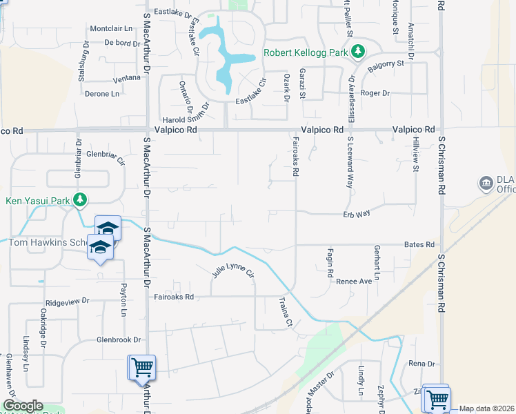 map of restaurants, bars, coffee shops, grocery stores, and more near 8411 Rinauro Court in Tracy