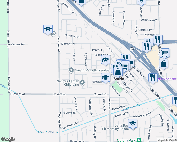 map of restaurants, bars, coffee shops, grocery stores, and more near 5208 Maximillian Drive in Salida