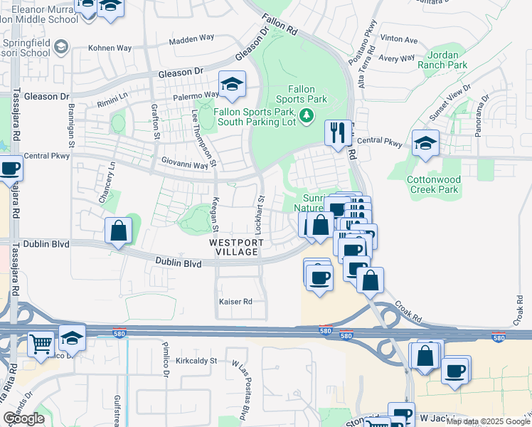 map of restaurants, bars, coffee shops, grocery stores, and more near 3056 Threecastles Way in Dublin
