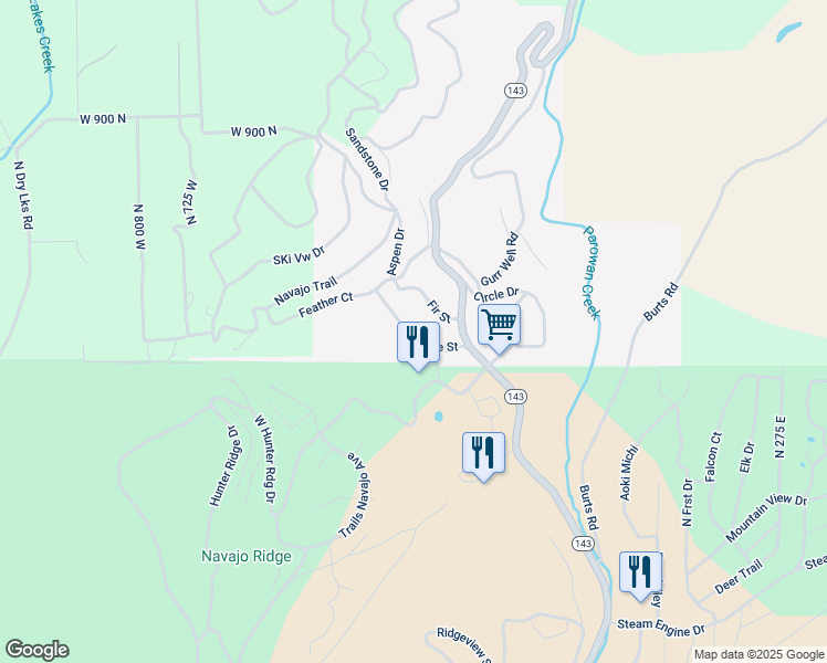 map of restaurants, bars, coffee shops, grocery stores, and more near 338 Spruce Street in Brian Head