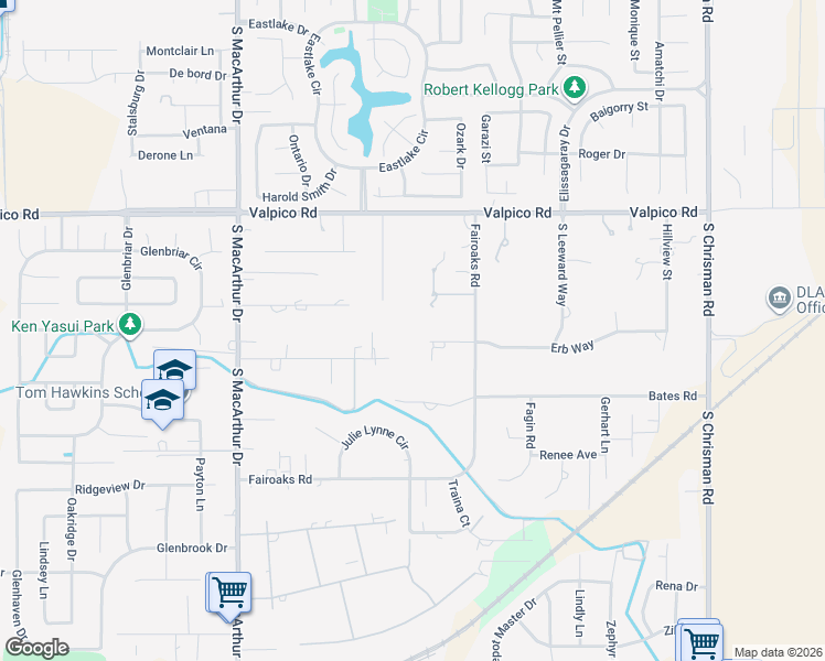 map of restaurants, bars, coffee shops, grocery stores, and more near 8411 Rinauro Court in Tracy