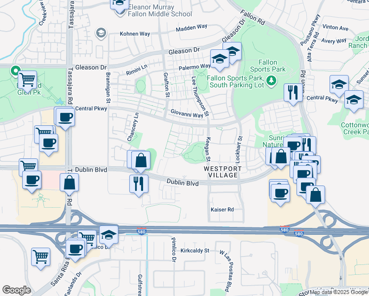 map of restaurants, bars, coffee shops, grocery stores, and more near 4275 Finnian Way in Dublin