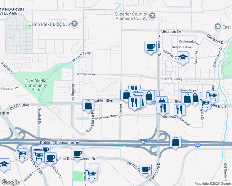 map of restaurants, bars, coffee shops, grocery stores, and more near 5406 Saffron Way in Dublin