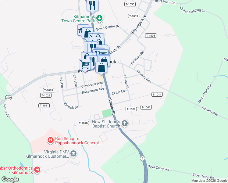 map of restaurants, bars, coffee shops, grocery stores, and more near 23 Cedar Lane in Kilmarnock