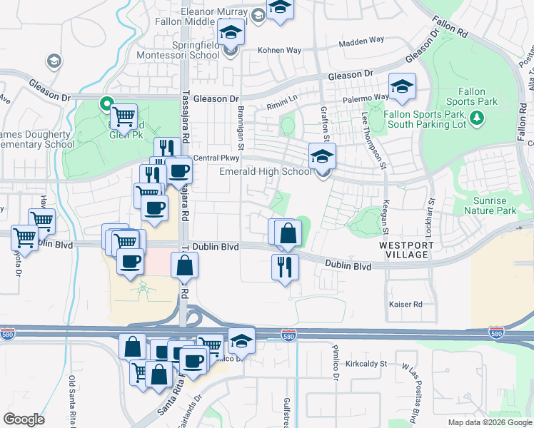 map of restaurants, bars, coffee shops, grocery stores, and more near 4223 Clarinbridge Circle in Dublin