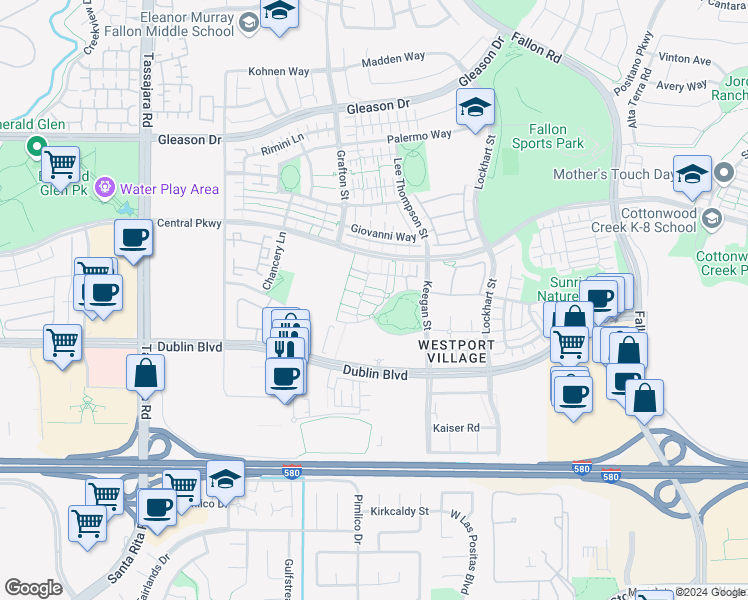 map of restaurants, bars, coffee shops, grocery stores, and more near 4275 Finnian Way in Dublin
