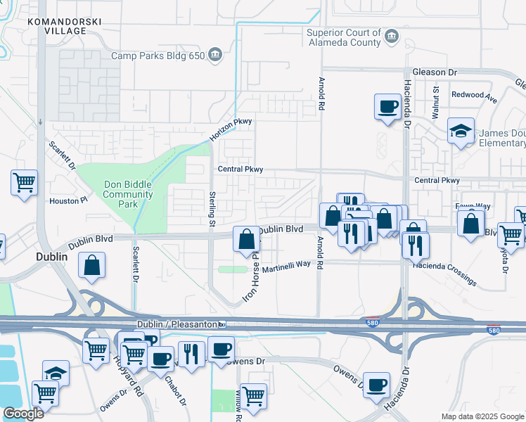 map of restaurants, bars, coffee shops, grocery stores, and more near 5532 Stout Street in Dublin