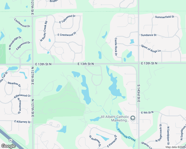 map of restaurants, bars, coffee shops, grocery stores, and more near 13701 Saint Andrews Place in Wichita