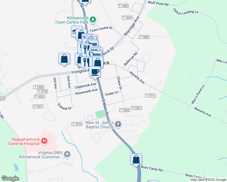 map of restaurants, bars, coffee shops, grocery stores, and more near 41 Cedar Lane in Kilmarnock