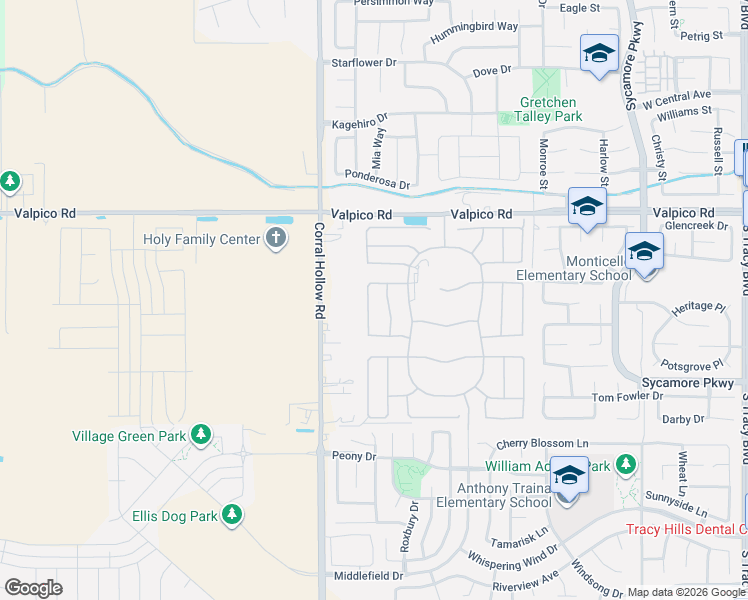 map of restaurants, bars, coffee shops, grocery stores, and more near 27350 Corral Hollow Road in Tracy