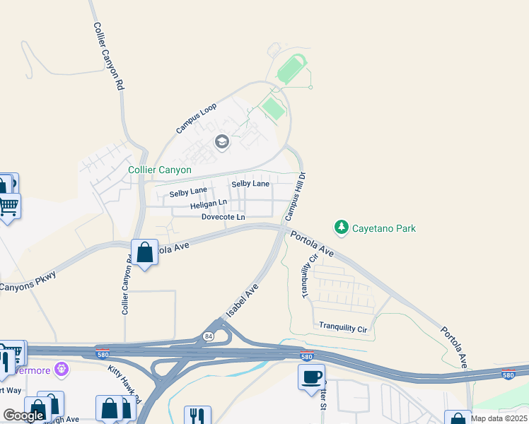 map of restaurants, bars, coffee shops, grocery stores, and more near 2 Quarryhill Avenue in Livermore