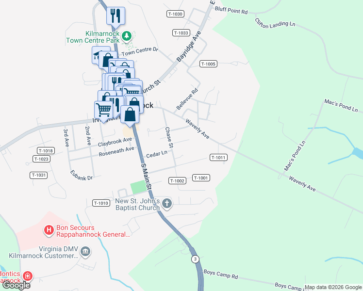 map of restaurants, bars, coffee shops, grocery stores, and more near 213 Chase Street in Kilmarnock