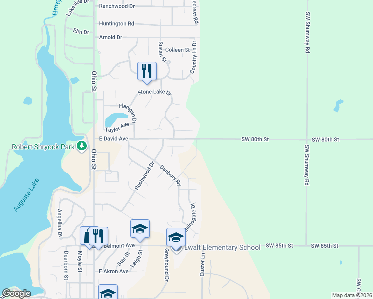 map of restaurants, bars, coffee shops, grocery stores, and more near 913 Sandalwood Circle in Augusta