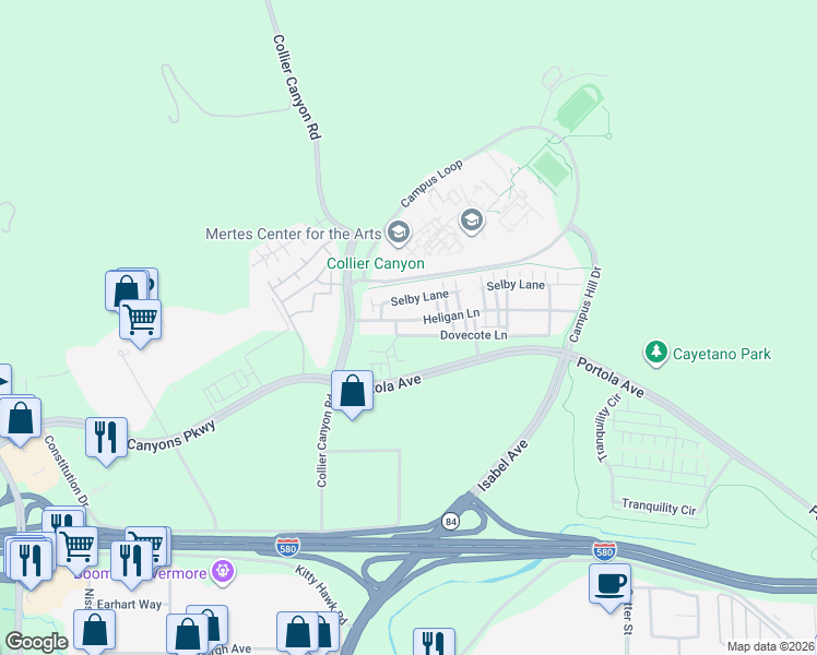 map of restaurants, bars, coffee shops, grocery stores, and more near 2833 Alnwick Avenue in Livermore