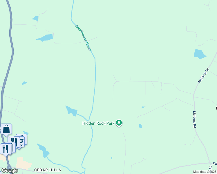map of restaurants, bars, coffee shops, grocery stores, and more near 2556 Log Cabin Road in Maidens