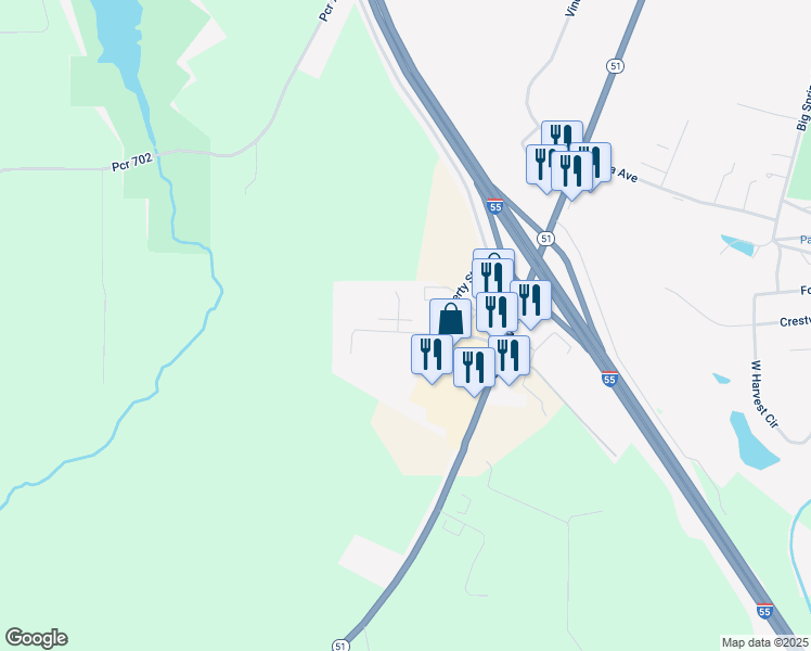 map of restaurants, bars, coffee shops, grocery stores, and more near 1521 Marcella Street in Perryville