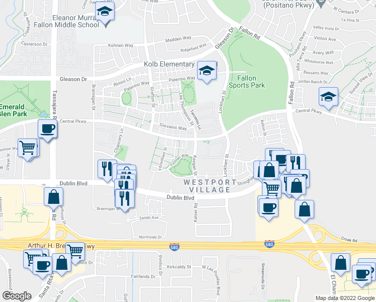 map of restaurants, bars, coffee shops, grocery stores, and more near 3255 Monaghan Street in Dublin